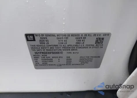 2015 Cadillac Srx Premium Collection z USA, uszkodzony, nr VIN 3GYFNGE35FS606610